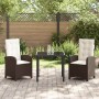 Conjunto de Comedor de Jardín 3 pcs Marrón ratán sintético