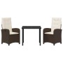 Conjunto de Comedor de Jardín 3 pcs Marrón ratán sintético