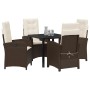 Conjunto de Comedor de Jardín 5 pcs Marrón ratán sintético