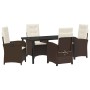 Conjunto de Comedor de Jardín 5 pcs Marrón ratán sintético