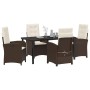Conjunto de Comedor de Jardín 5 pcs Marrón ratán sintético