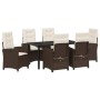 Conjunto de Comedor de Jardín 7 pcs Marrón ratán sintético