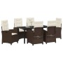 Conjunto de Comedor de Jardín 7 pcs Marrón ratán sintético