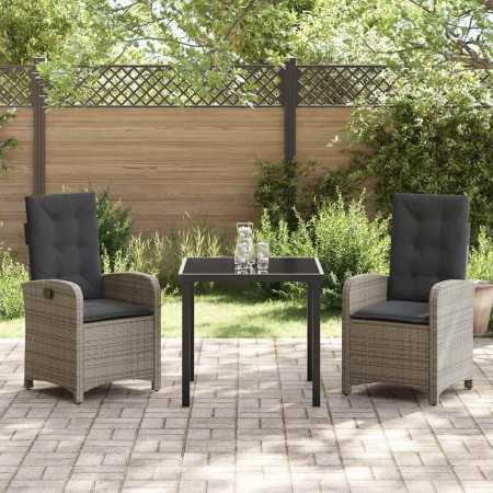 Conjunto de Comedor de Jardín 3 pcs Gris ratán sintético