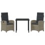 Conjunto de Comedor de Jardín 3 pcs Gris ratán sintético
