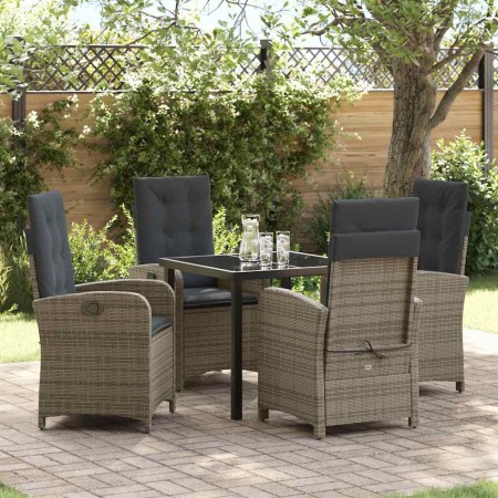 Conjunto de Comedor de Jardín 5 pcs Gris ratán sintético