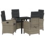 Conjunto de Comedor de Jardín 5 pcs Gris ratán sintético