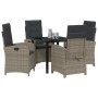 Conjunto de Comedor de Jardín 5 pcs Gris ratán sintético