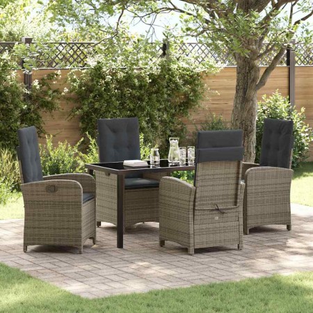 Conjunto de Comedor de Jardín 5 pcs Gris ratán sintético