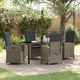Conjunto de Comedor de Jardín 5 pcs Gris ratán sintético