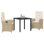 Conjunto de Comedor de Jardín 3 pcs Beige ratán sintético