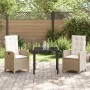 Conjunto de Comedor de Jardín 3 pcs Beige ratán sintético