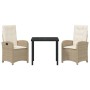 Conjunto de Comedor de Jardín 3 pcs Beige ratán sintético