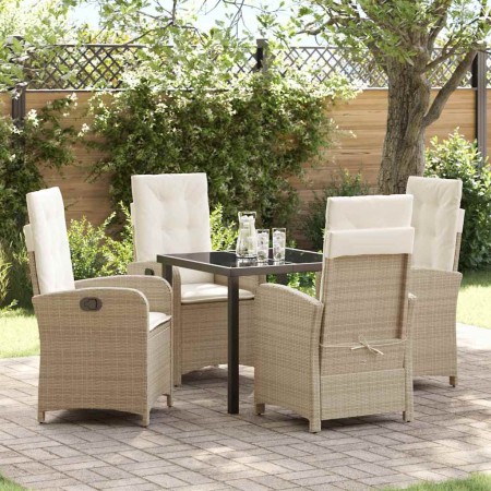 Conjunto de Comedor de Jardín 5 pcs Beige ratán sintético