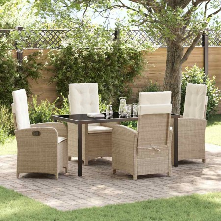 Conjunto de Comedor de Jardín 5 pcs Beige ratán sintético