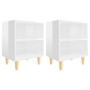 Bedside tables with wooden legs 2 units glossy white 40x30x50 cm by vidaXL, Nightstands - Ref: Foro24-805792, Price: 46,09 €,...