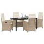 Conjunto de Comedor de Jardín 5 pcs Beige ratán sintético