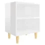 Mesitas de noche patas madera 2 uds blanco brillo 40x30x50 cm de vidaXL, Mesitas de noche - Ref: Foro24-805792, Precio: 45,60...