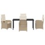 Conjunto de Comedor de Jardín 5 pcs Beige ratán sintético