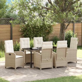 Conjunto de Comedor de Jardín 7 pcs Beige ratán sintético
