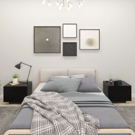 Mesita de noche madera de ingeniería negro 100x35x40 cm by vidaXL, Nightstands - Ref: Foro24-3082766, Price: 67,28 €, Discoun...