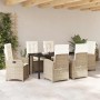 Conjunto de Comedor de Jardín 7 pcs Beige ratán sintético