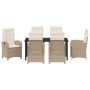 Conjunto de Comedor de Jardín 7 pcs Beige ratán sintético