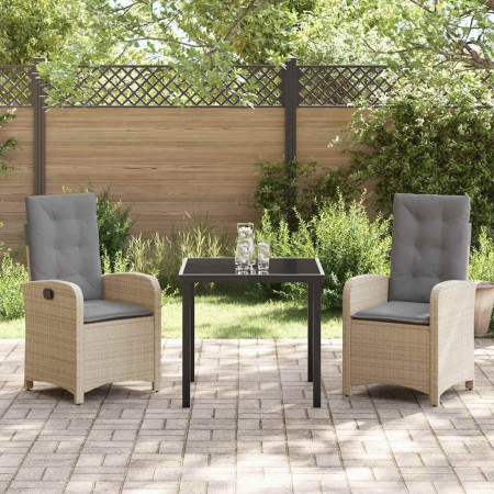 Conjunto de Comedor de Jardín 3 pcs Beige ratán sintético