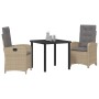 Conjunto de Comedor de Jardín 3 pcs Beige ratán sintético