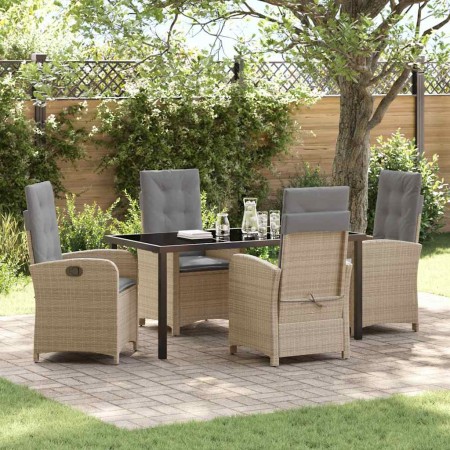 Conjunto de Comedor de Jardín 5 pcs Beige ratán sintético