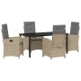 Conjunto de Comedor de Jardín 5 pcs Beige ratán sintético