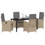 Conjunto de Comedor de Jardín 5 pcs Beige ratán sintético