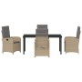 Conjunto de Comedor de Jardín 5 pcs Beige ratán sintético