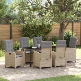 Conjunto de Comedor de Jardín 7 pcs Beige ratán sintético