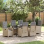 Conjunto de Comedor de Jardín 7 pcs Beige ratán sintético
