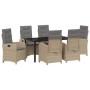 Conjunto de Comedor de Jardín 7 pcs Beige ratán sintético