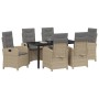 Conjunto de Comedor de Jardín 7 pcs Beige ratán sintético