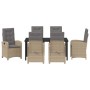 Conjunto de Comedor de Jardín 7 pcs Beige ratán sintético
