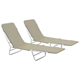 Folding sun loungers, 2 units, steel and gray taupe fabric by vidaXL, Loungers - Ref: Foro24-44303, Price: 95,88 €, Discount: %