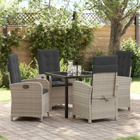 Conjunto de Comedor de Jardín 5 pcs Gris Claro ratán sintético