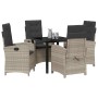 Conjunto de Comedor de Jardín 5 pcs Gris Claro ratán sintético