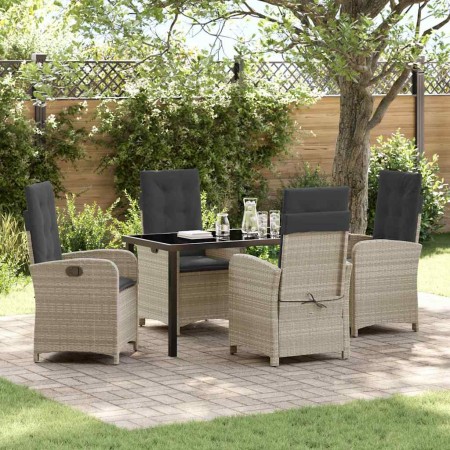 Conjunto de Comedor de Jardín 5 pcs Gris Claro ratán sintético