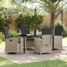 Conjunto de Comedor de Jardín 5 pcs Gris Claro ratán sintético