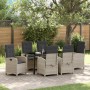 Conjunto de Comedor de Jardín 7 pcs Gris Claro ratán sintético