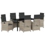 Conjunto de Comedor de Jardín 7 pcs Gris Claro ratán sintético