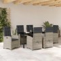 Conjunto de Comedor de Jardín 7 pcs Gris Claro ratán sintético