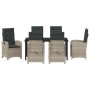 Conjunto de Comedor de Jardín 7 pcs Gris Claro ratán sintético