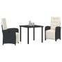 Conjunto de Comedor de Jardín 3 pcs Negro ratán sintético