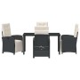 Conjunto de Comedor de Jardín 5 pcs Negro ratán sintético