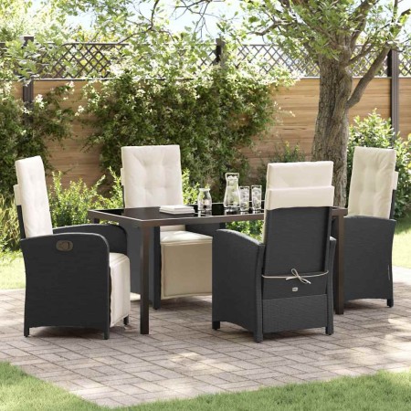 Conjunto de Comedor de Jardín 5 pcs Negro ratán sintético